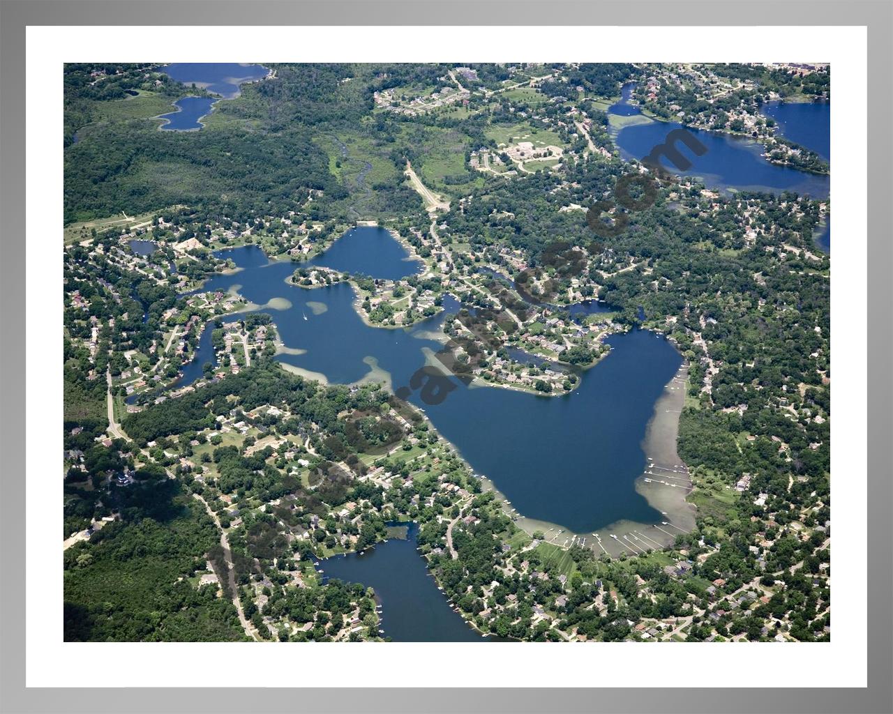 Aerial image of [4711] Cedar Island Lake in Oakland, MI with Silver Metal frame