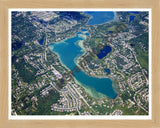 Aerial image of [4713] Green Lake in Oakland, MI with Natural Wood frame