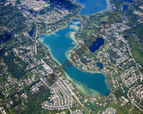 Aerial image of [4713] Green Lake in Oakland, MI with Canvas Wrap frame