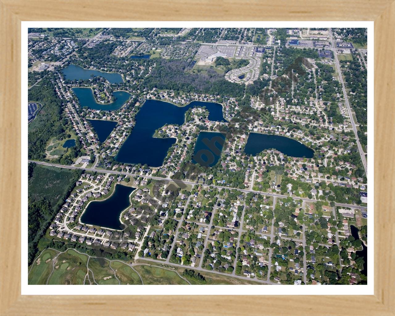 Aerial image of [4715] Emerald Lakes Subdivision in Oakland, MI with Natural Wood frame