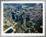 Aerial image of [4717] Mickelson, Squaw, Clear, Long, Tan, and Davis Lakes in Oakland, MI with Silver Metal frame