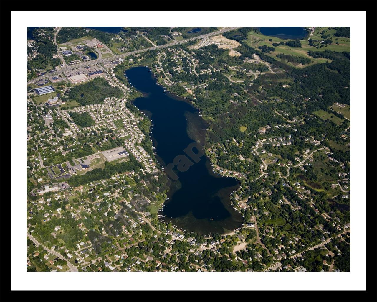 Aerial image of [4718] Long Lake (By Orion) in Oakland, MI with Black Metal frame