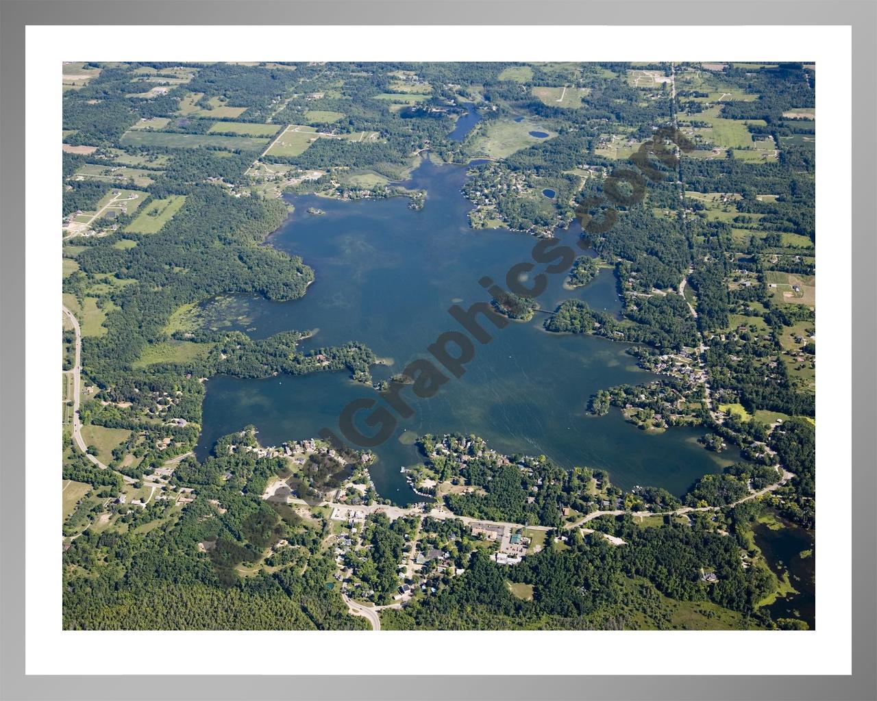 Aerial image of [4719] Lakeville Lake in Oakland, MI with Silver Metal frame