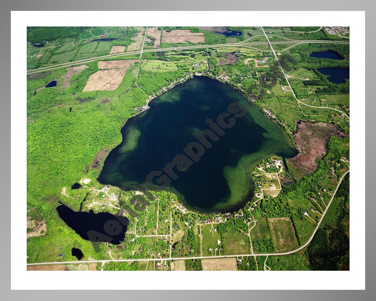 Aerial image of [4720] Nepessing Lake in Lapeer, MI with Silver Metal frame