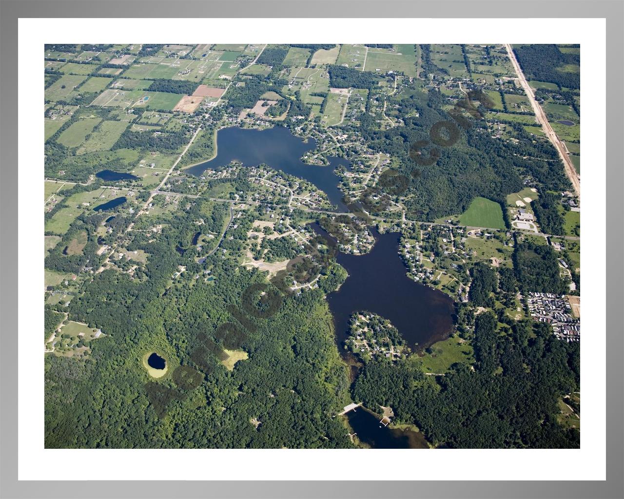 Aerial image of [4721] Lake Metamora & Merritt Lake in Lapeer, MI with Silver Metal frame