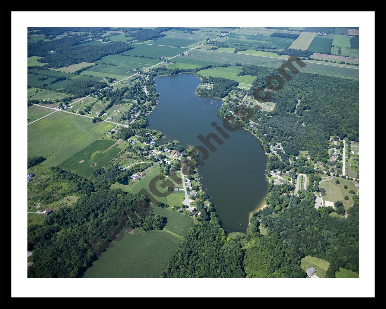 Aerial image of [4743] Crockery Lake in Ottawa, MI with Black Metal frame