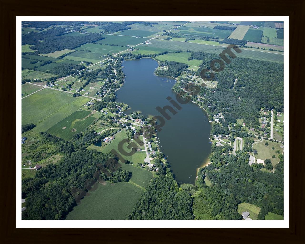 Aerial image of [4743] Crockery Lake in Ottawa, MI with Black Wood frame