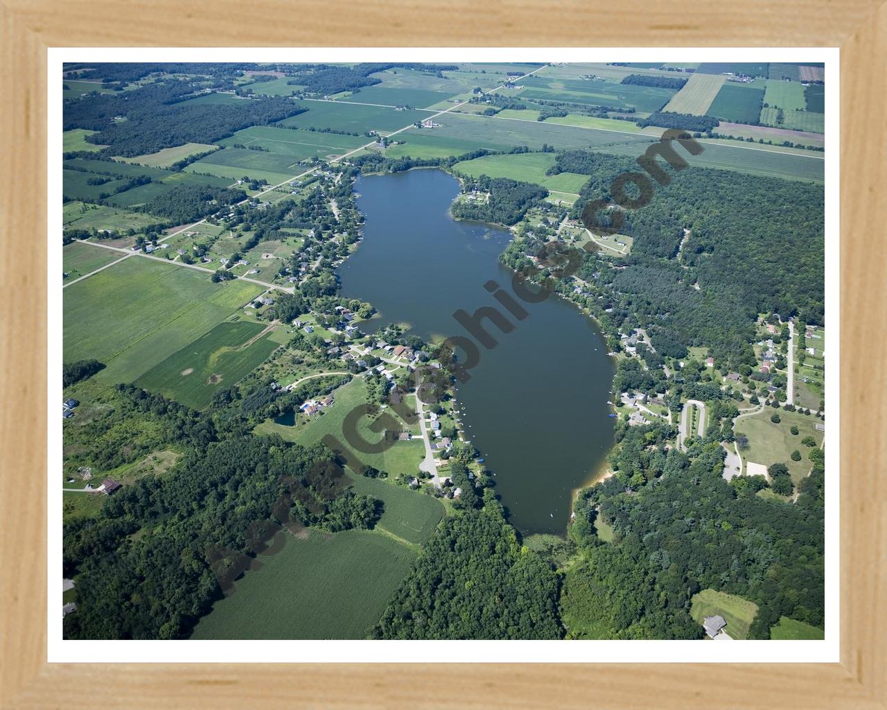 Aerial image of [4743] Crockery Lake in Ottawa, MI with Natural Wood frame