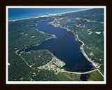 Aerial image of [4747] Pentwater Lake (Looking West) in Oceana, MI with Black Wood frame