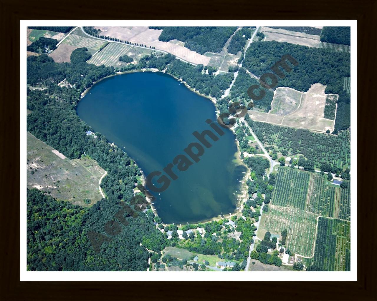 Aerial image of [4748] Crystal Lake in Oceana, MI with Black Wood frame