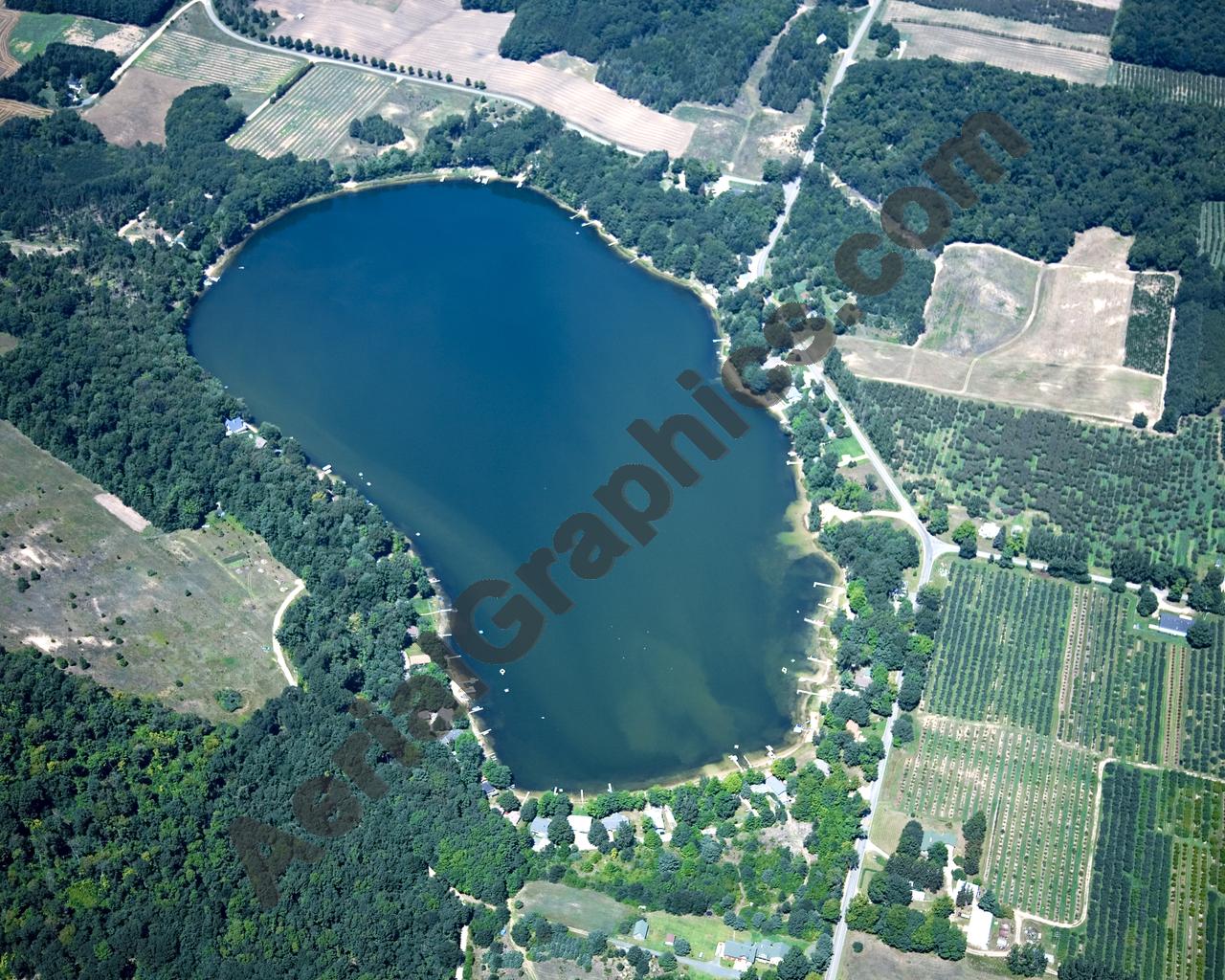 Aerial image of [4748] Crystal Lake in Oceana, MI with Canvas Wrap frame