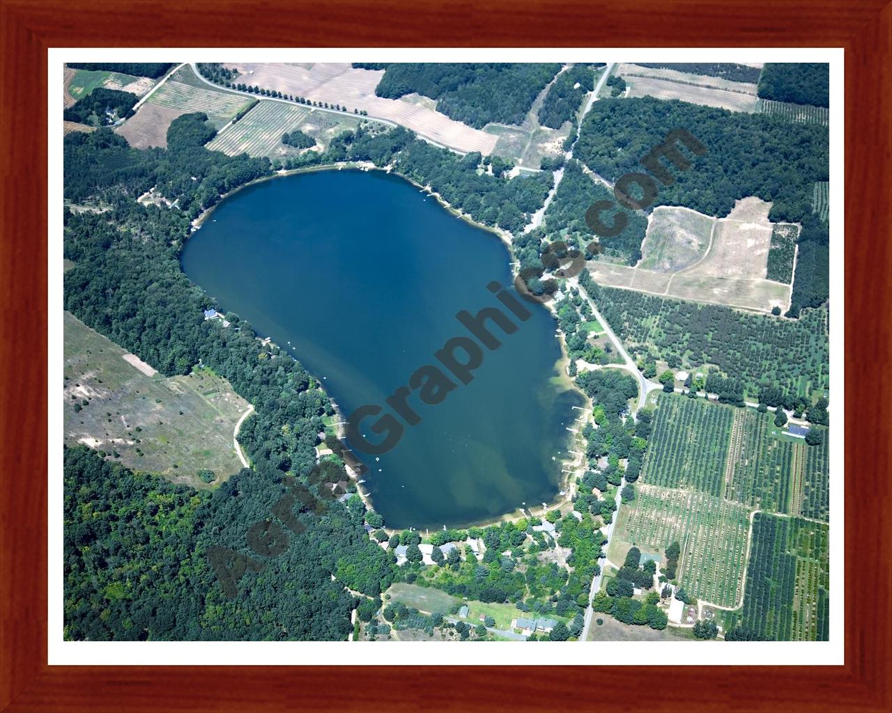 Aerial image of [4748] Crystal Lake in Oceana, MI with Cherry Wood frame