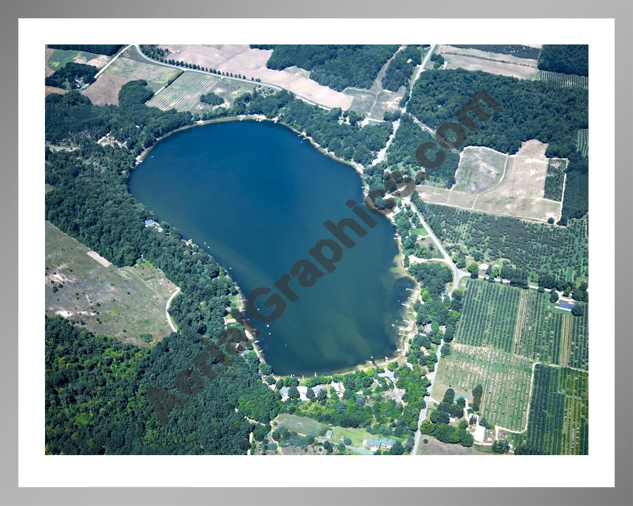 Aerial image of [4748] Crystal Lake in Oceana, MI with Silver Metal frame