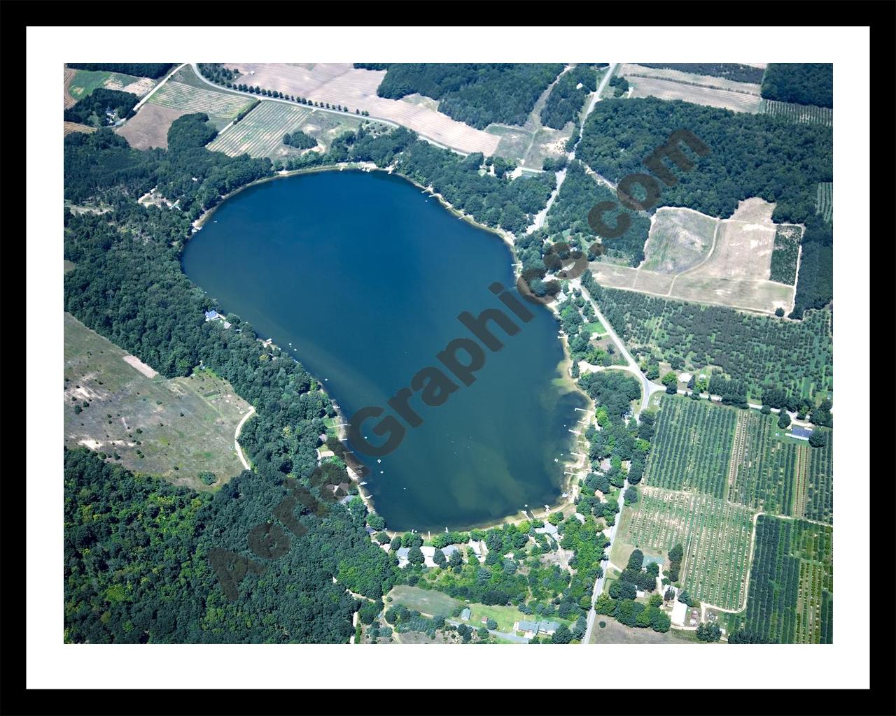 Aerial image of [4748] Crystal Lake in Oceana, MI with Black Metal frame