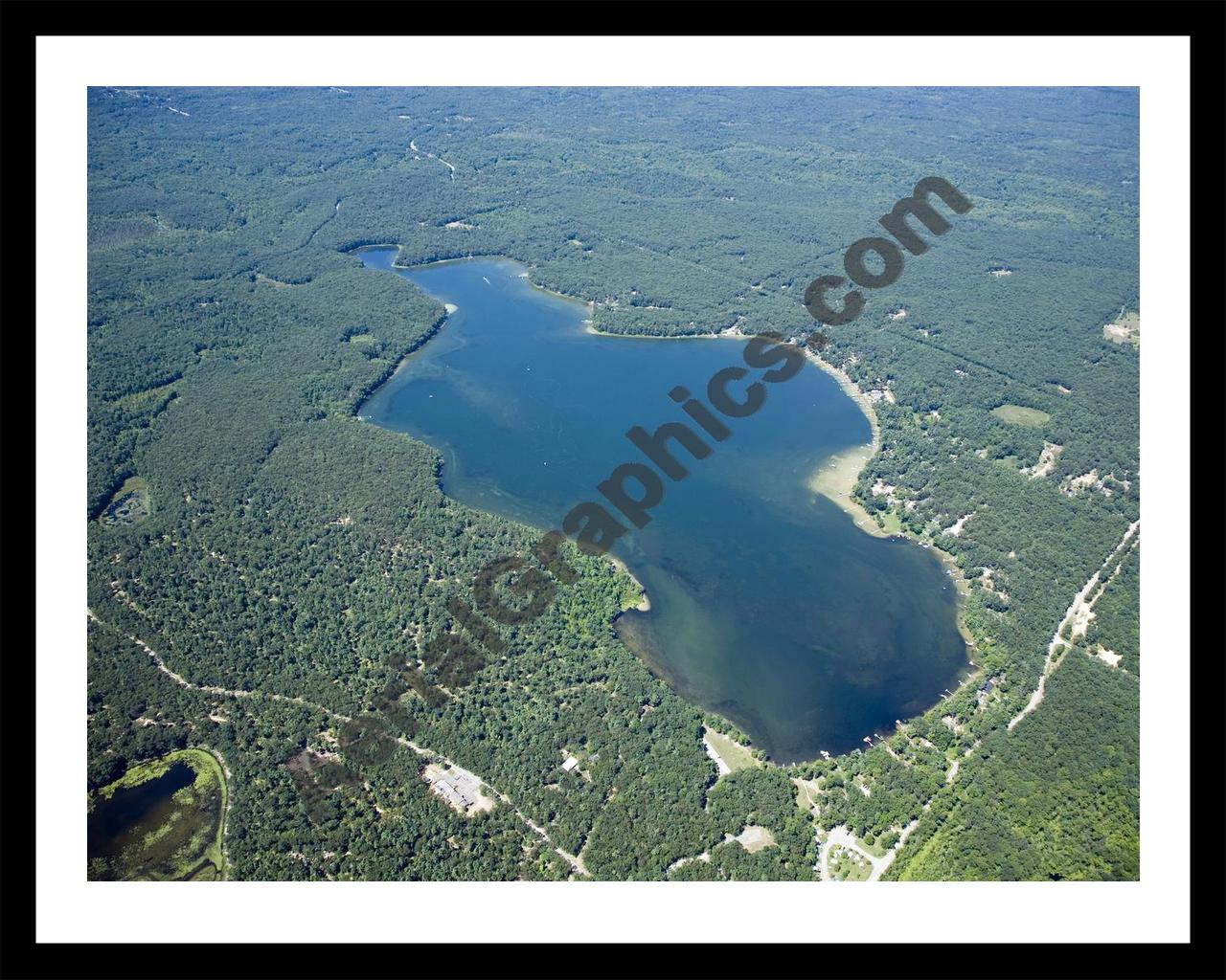 Aerial image of [4749] Big Blue Lake in Muskegon, MI with Black Metal frame