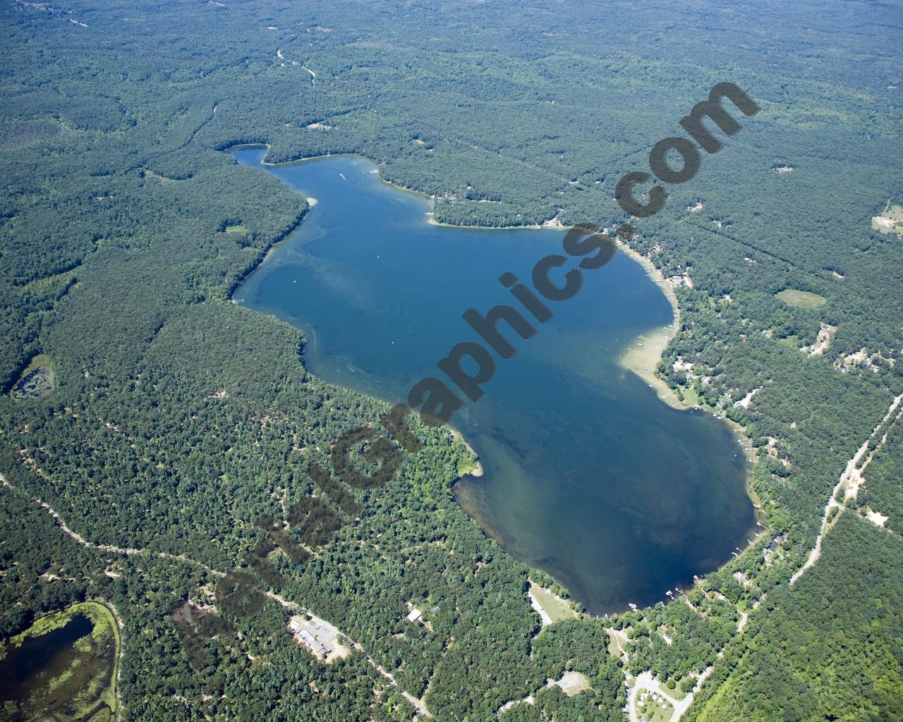 Aerial image of [4749] Big Blue Lake in Muskegon, MI with No frame