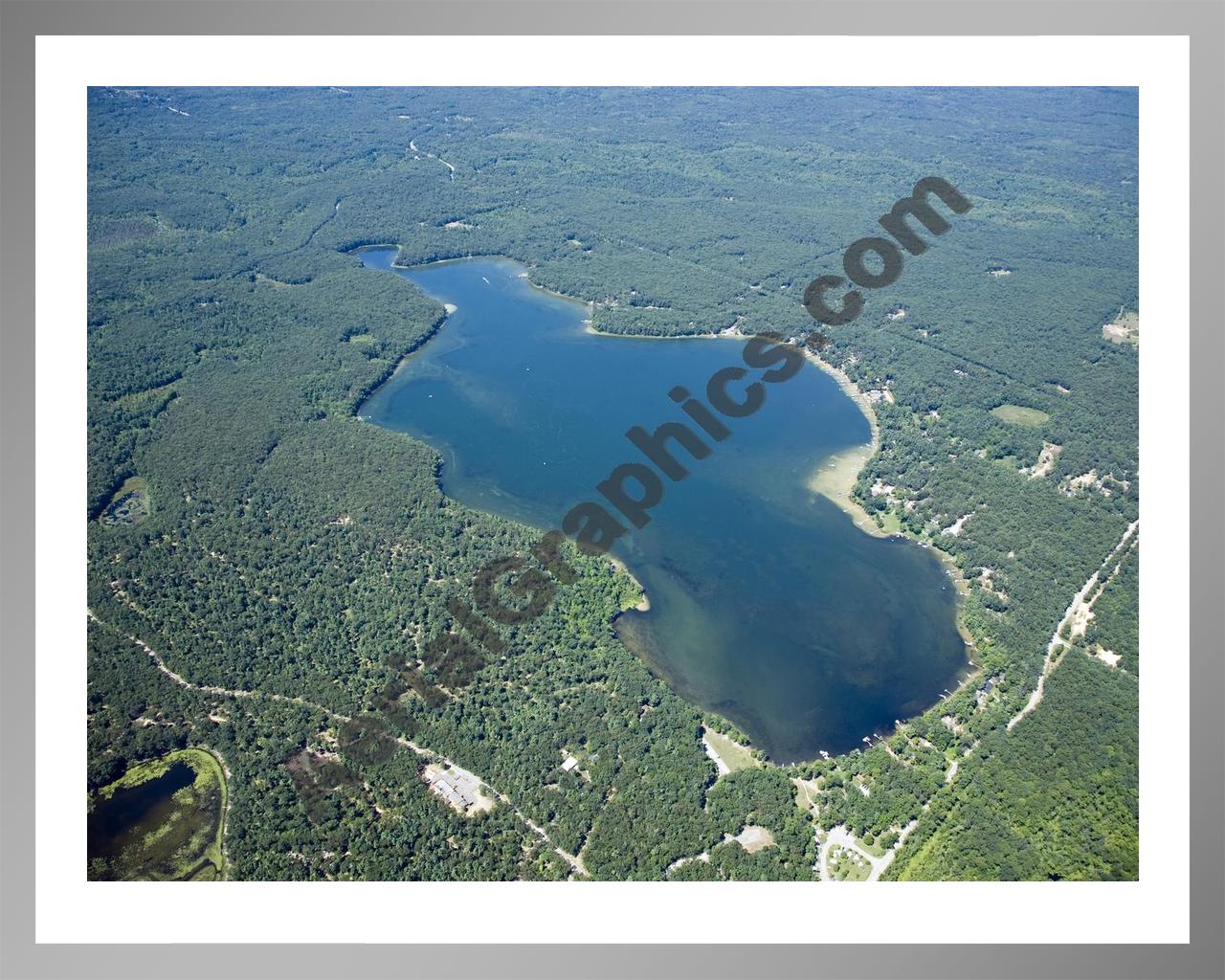 Aerial image of [4749] Big Blue Lake in Muskegon, MI with Silver Metal frame