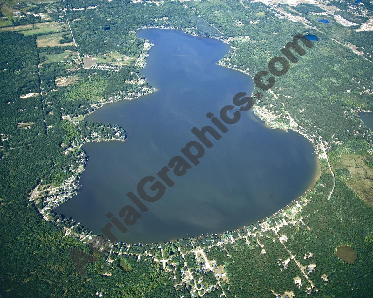 Aerial image of [4770] Hess Lake in Newaygo, MI with Canvas Wrap frame