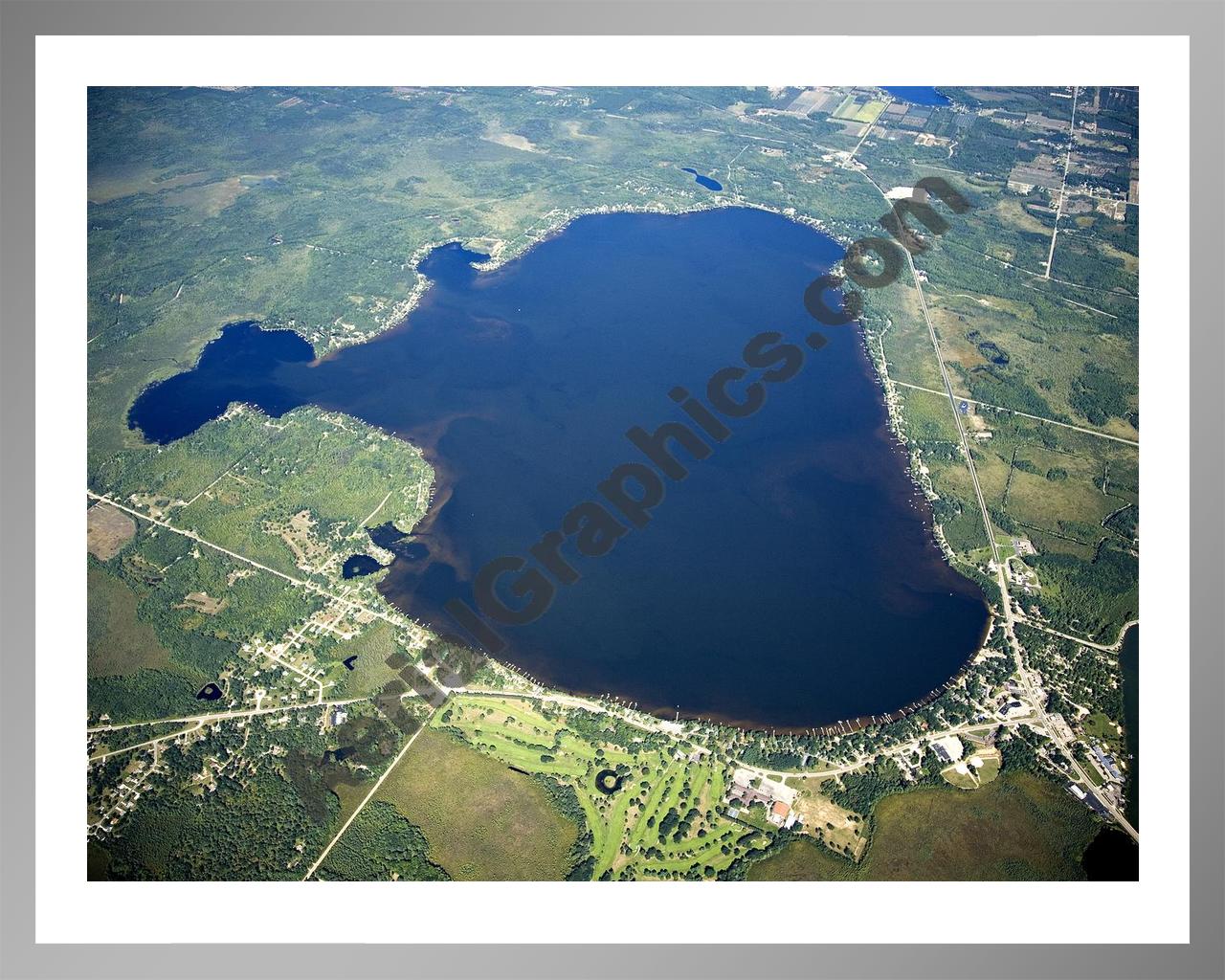 Aerial image of [4772] Lake Mitchell in Wexford, MI with Silver Metal frame