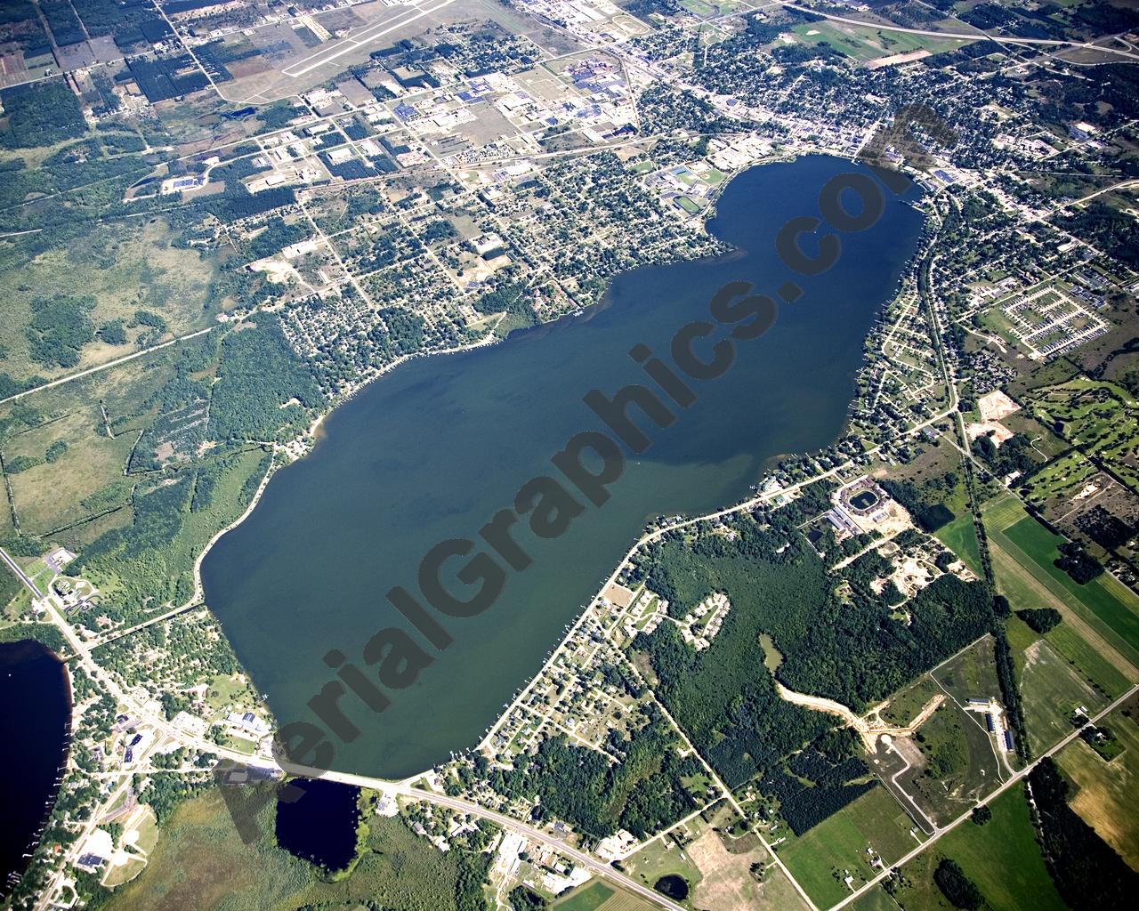 Aerial image of [4773] Lake Cadillac in Wexford, MI with Canvas Wrap frame