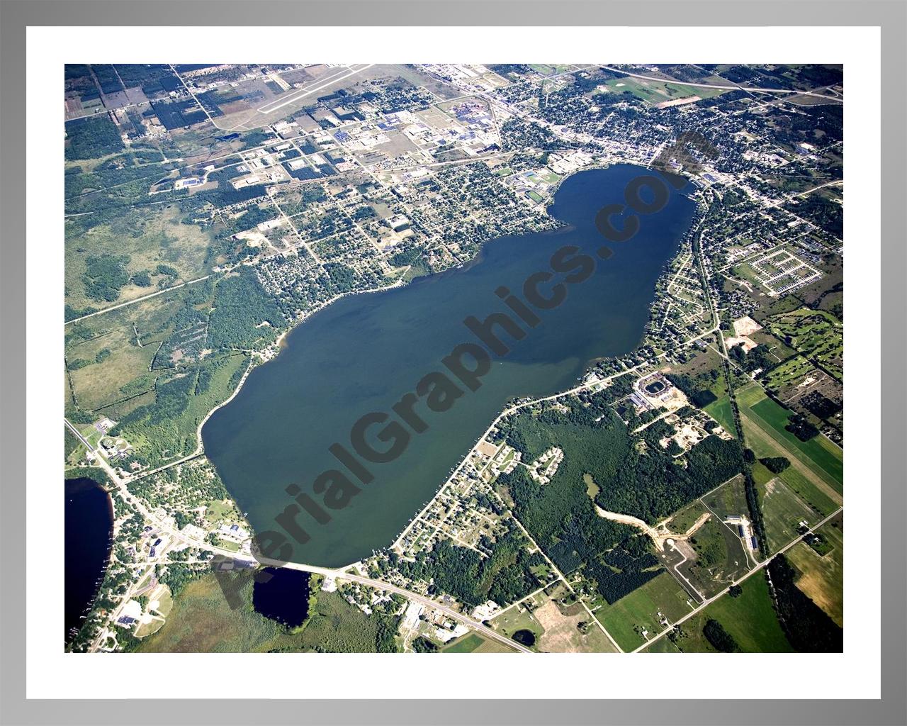 Aerial image of [4773] Lake Cadillac in Wexford, MI with Silver Metal frame