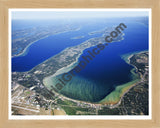 Aerial image of [4774] Grand Traverse Bay with Natural Wood frame