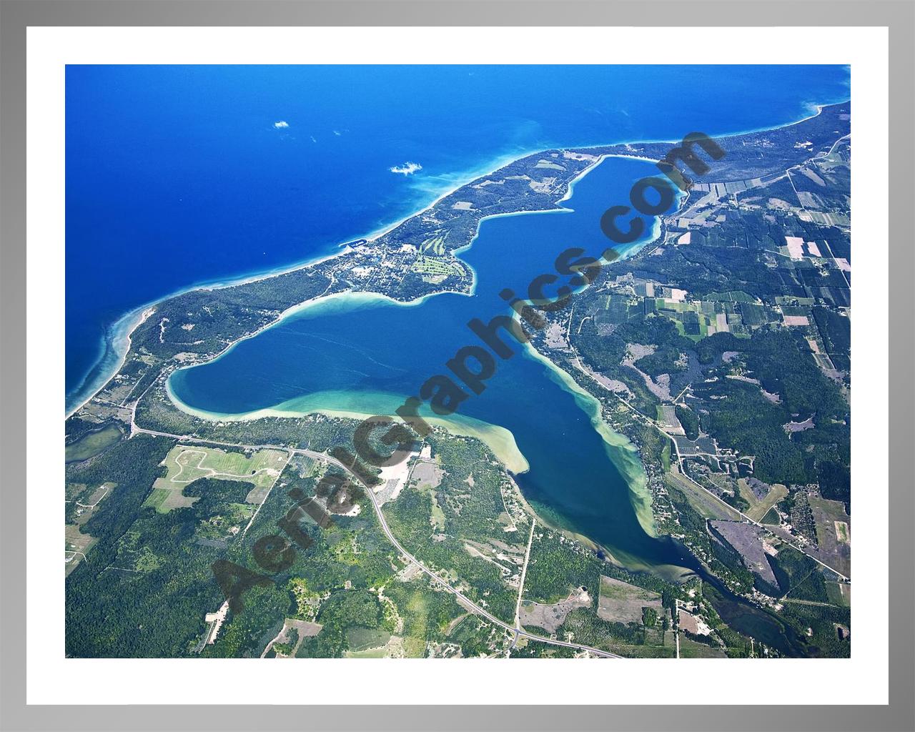 Aerial image of [4776] North Lake Leelanau in Leelanau, MI with Silver Metal frame