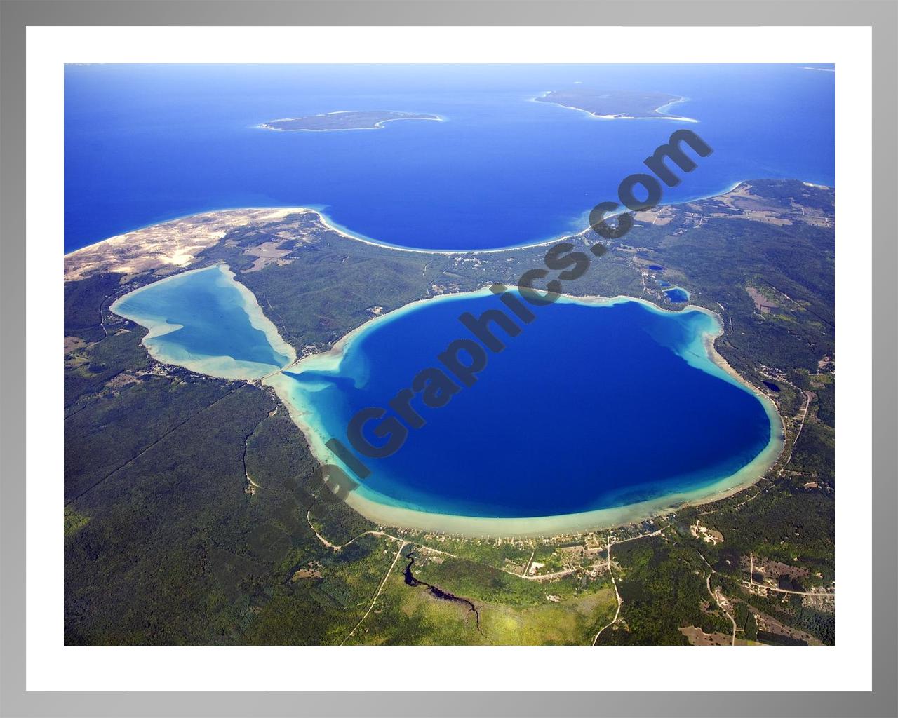 Aerial image of [4777] Big & Little Glen Lakes in Leelanau, MI with Silver Metal frame