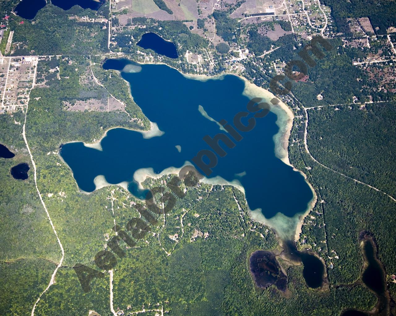 Aerial image of [4778] Lake Ann in Benzie, MI with Canvas Wrap frame