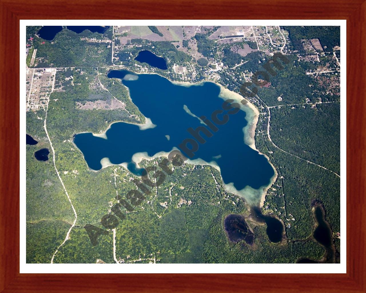 Aerial image of [4778] Lake Ann in Benzie, MI with Cherry Wood frame