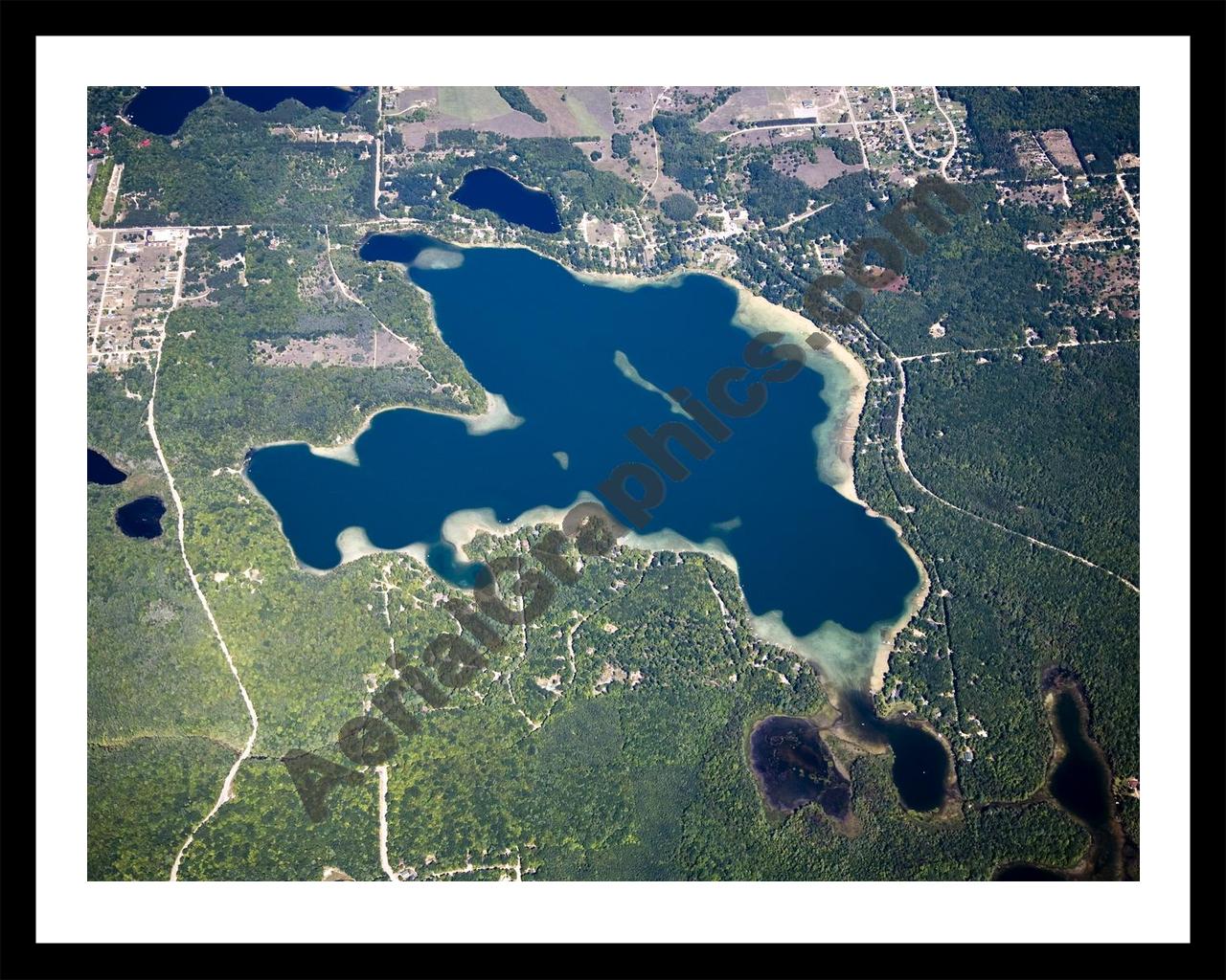 Aerial image of [4778] Lake Ann in Benzie, MI with Black Metal frame