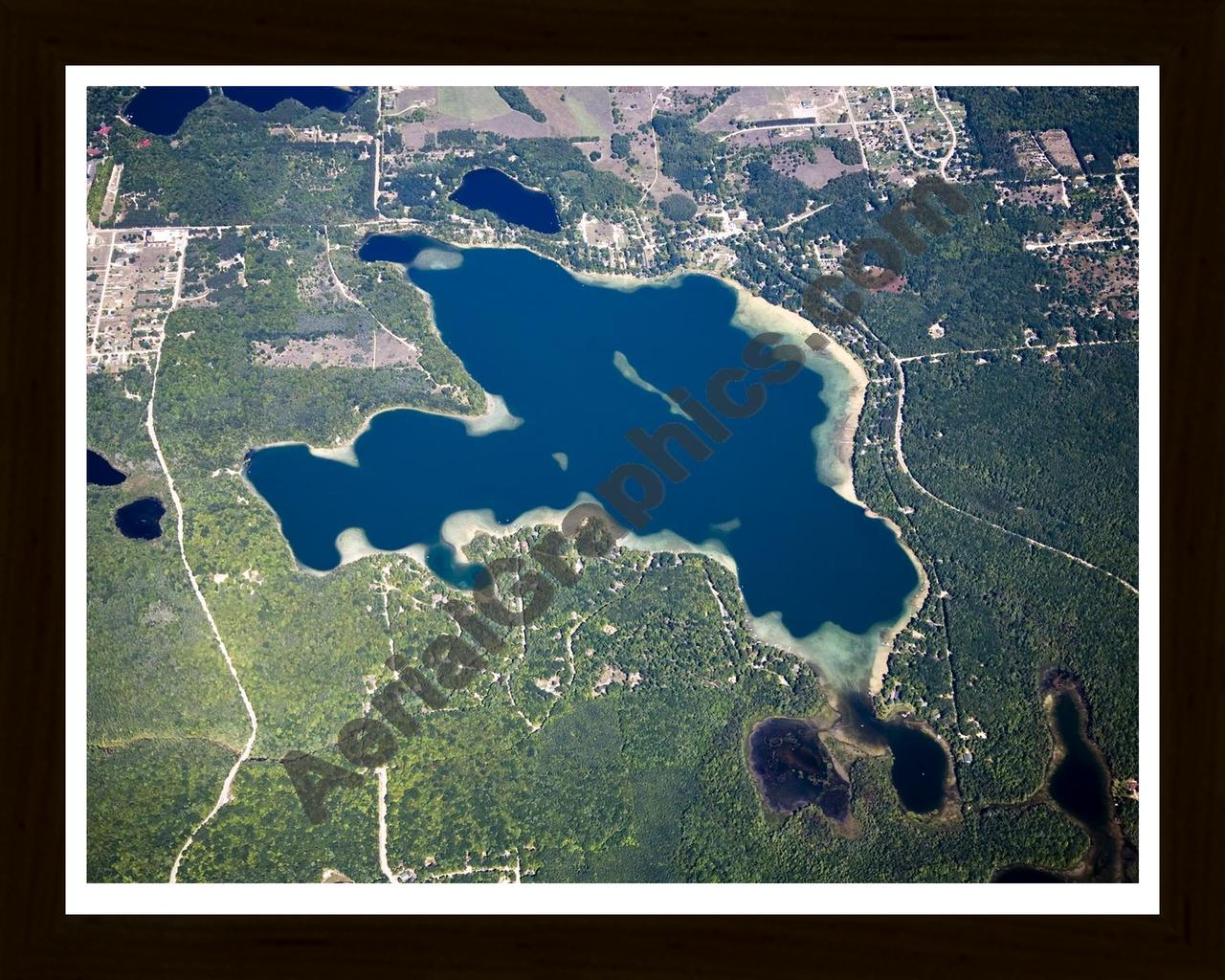 Aerial image of [4778] Lake Ann in Benzie, MI with Black Wood frame