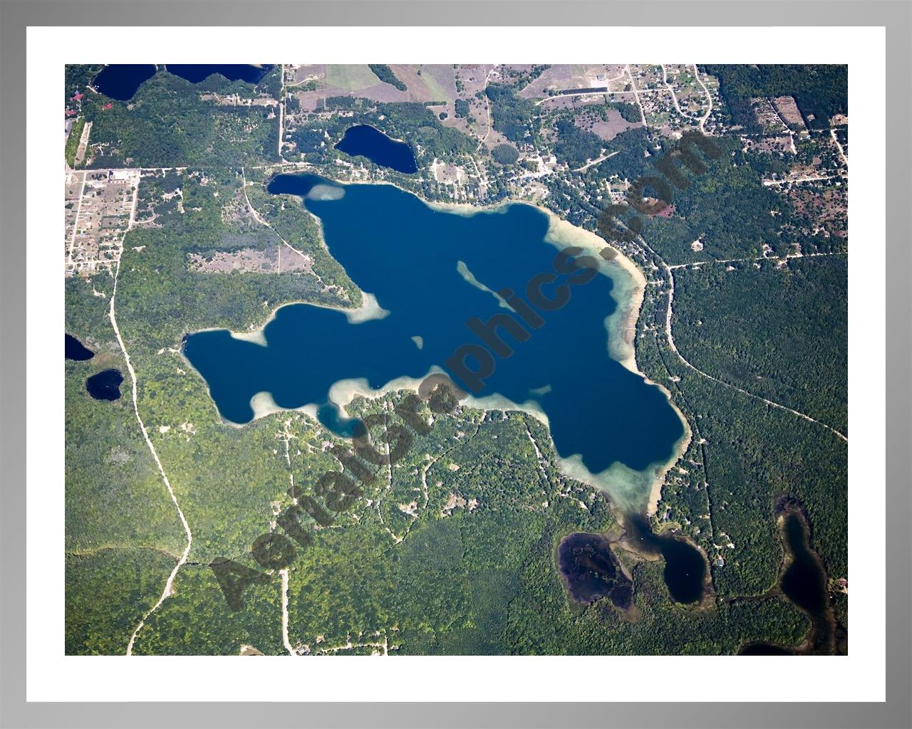 Aerial image of [4778] Lake Ann in Benzie, MI with Silver Metal frame