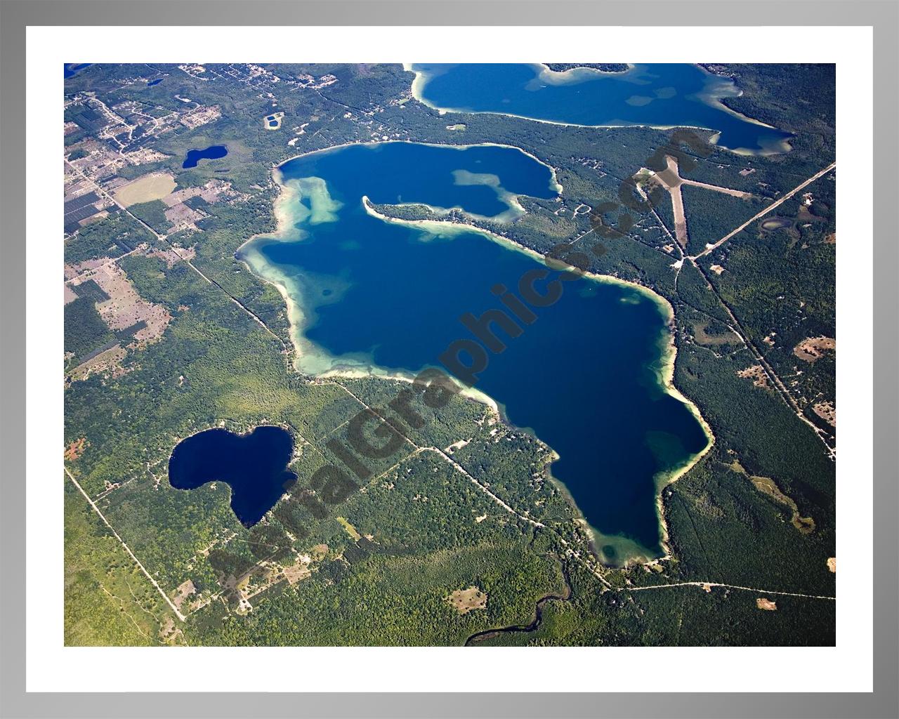 Aerial image of [4779] Green Lake in Grand Traverse, MI with Silver Metal frame