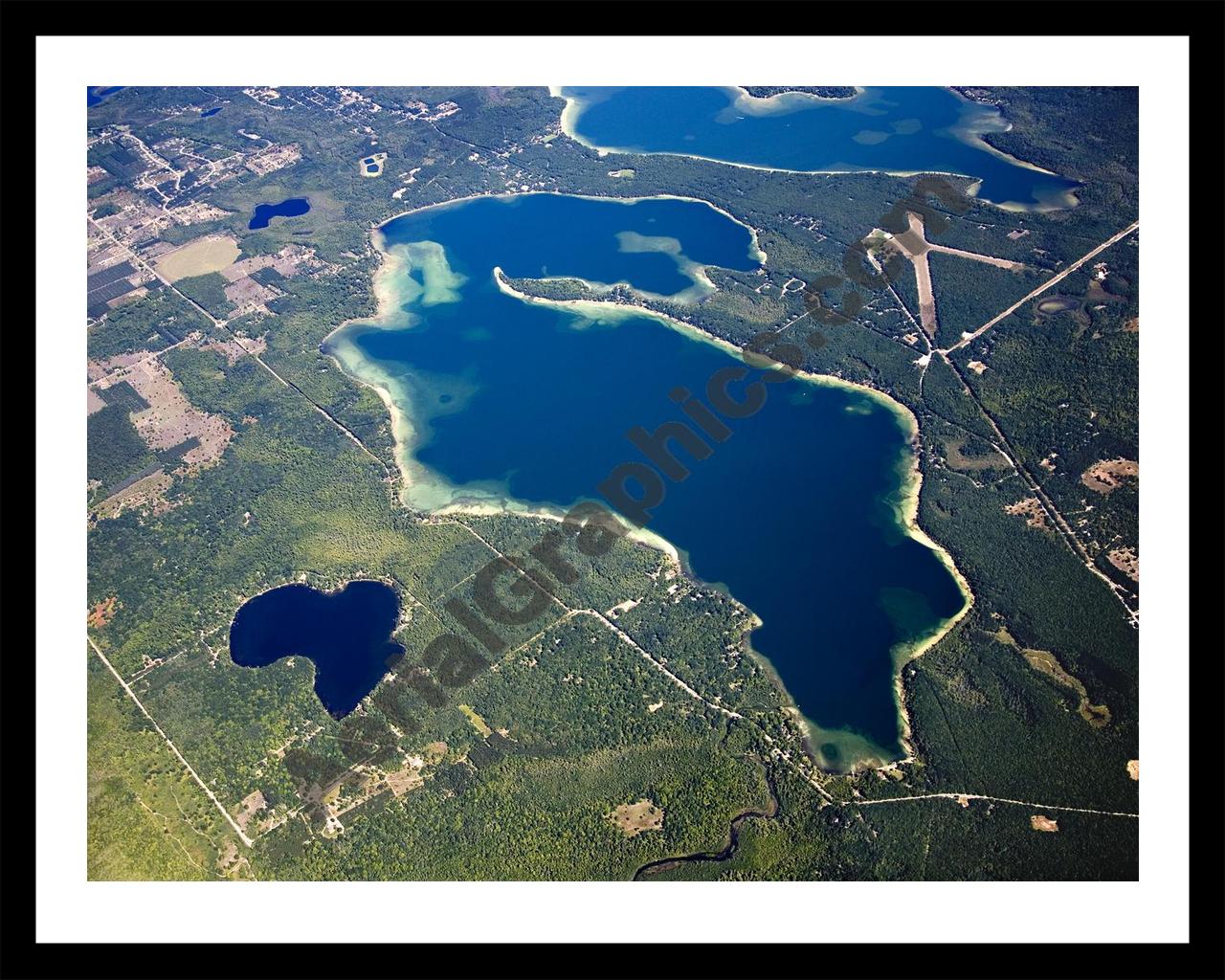 Aerial image of [4779] Green Lake in Grand Traverse, MI with Black Metal frame