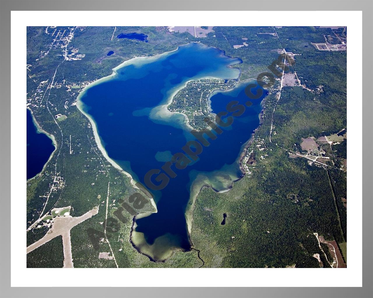 Aerial image of [4780] Duck Lake in Grand Traverse, MI with Silver Metal frame