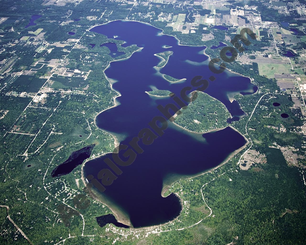 Aerial image of [4781] Long Lake in Grand Traverse, MI with Canvas Wrap frame