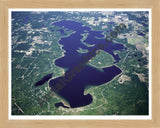 Aerial image of [4781] Long Lake in Grand Traverse, MI with Natural Wood frame