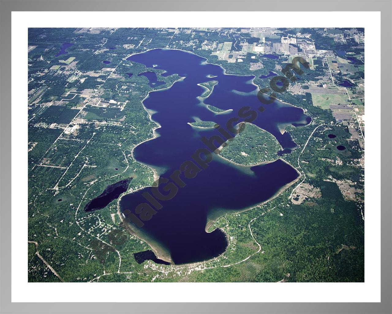 Aerial image of [4781] Long Lake in Grand Traverse, MI with Silver Metal frame