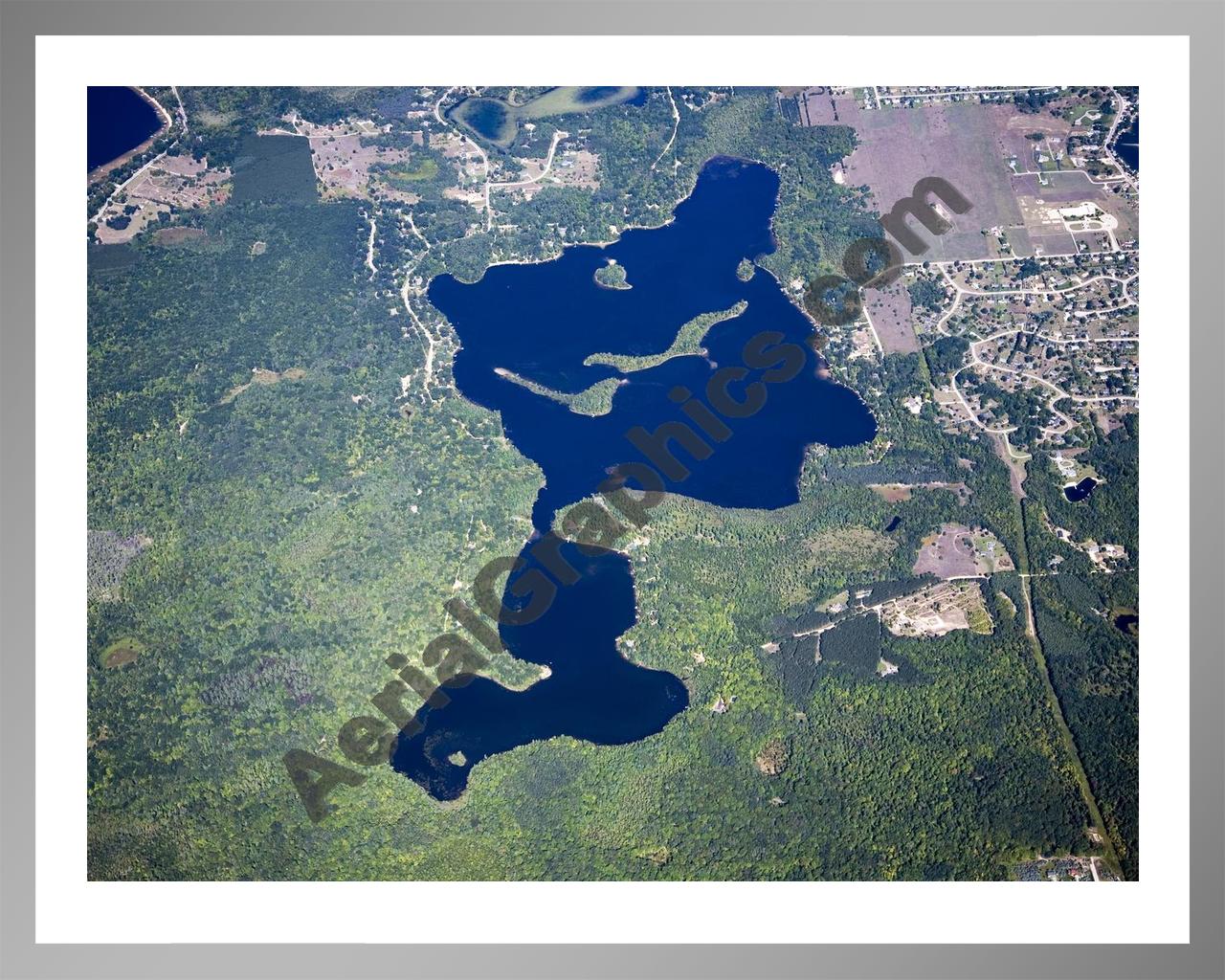 Aerial image of [4782] Bass Lake in Grand Traverse, MI with Silver Metal frame