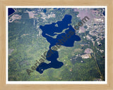 Aerial image of [4782] Bass Lake in Grand Traverse, MI with Natural Wood frame