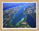 Aerial image of [4784] Elk Lake in Antrim, MI with Natural Wood frame