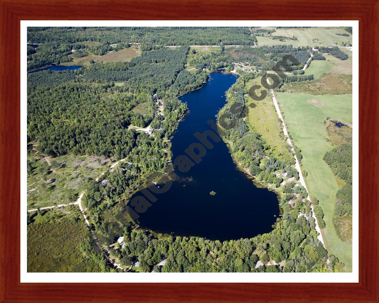 Aerial image of [4786] Little Long Lake in Osceola, MI with Cherry Wood frame