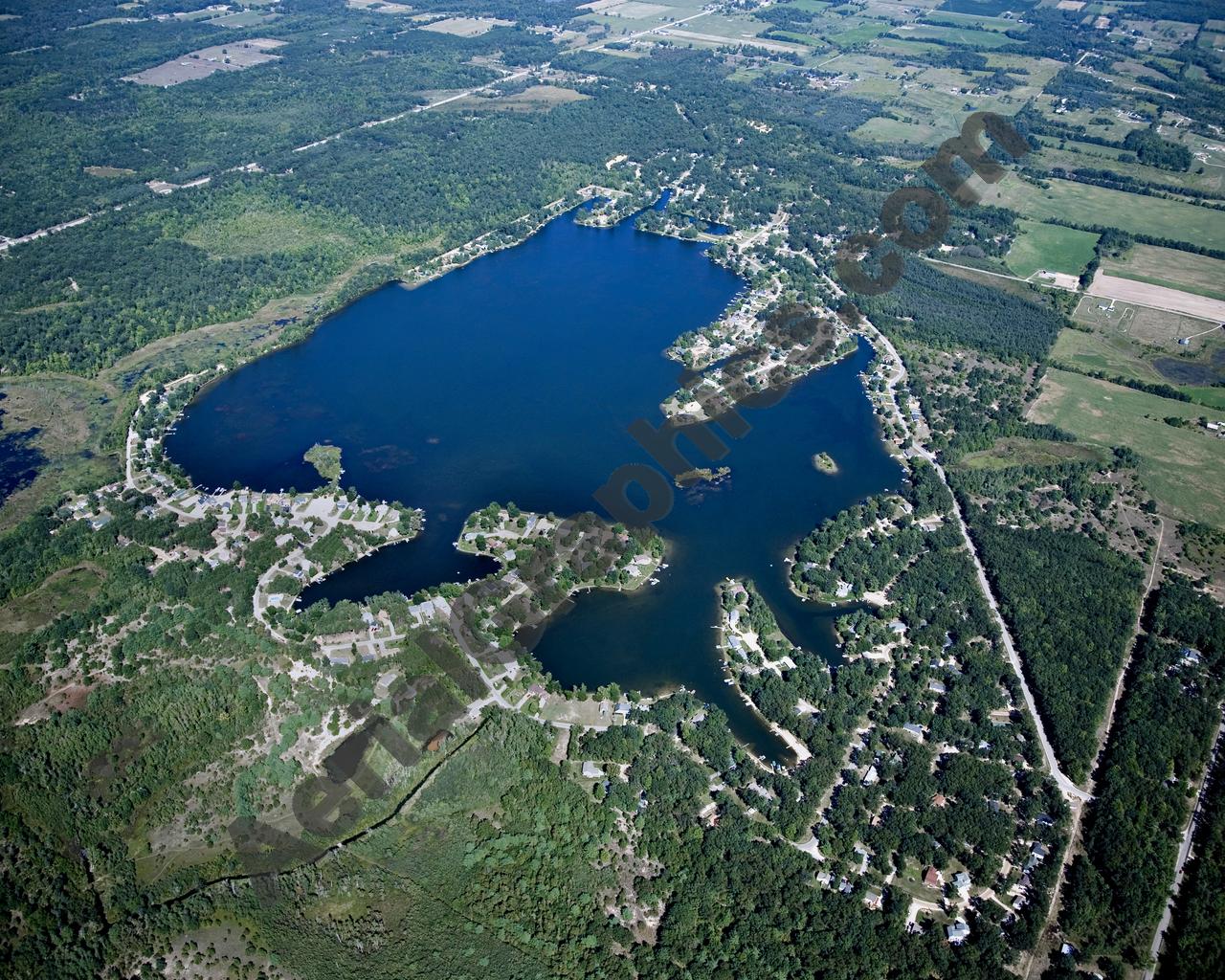 Aerial image of [4788] Indian Lake in Montcalm, MI with Canvas Wrap frame