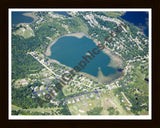 Aerial image of [4835] Maxfield Lake in Livingston, MI with Black Wood frame