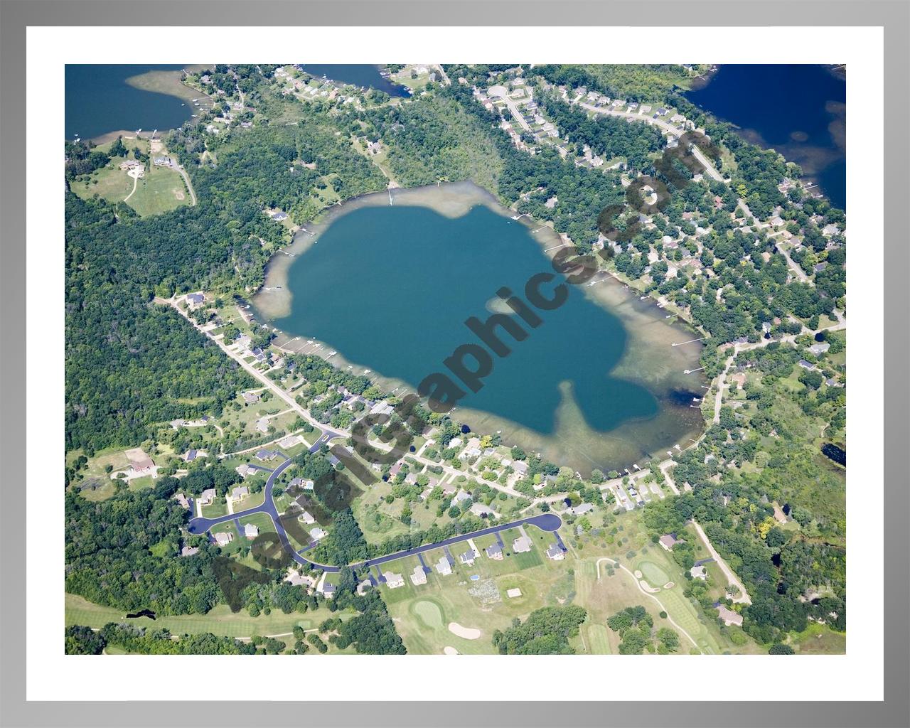 Aerial image of [4835] Maxfield Lake in Livingston, MI with Silver Metal frame