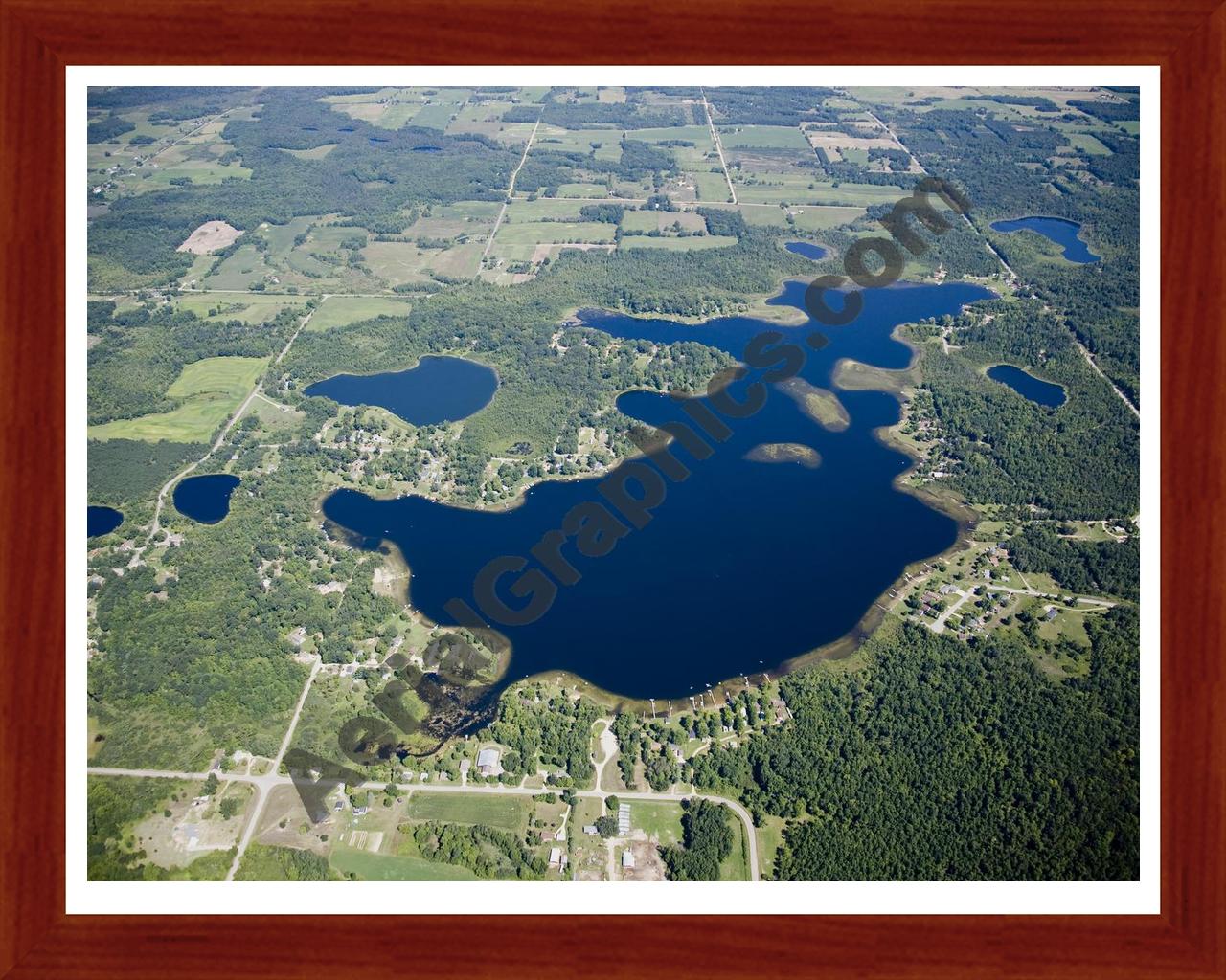 Aerial image of [4837] McLaren Lake in Oceana, MI with Cherry Wood frame