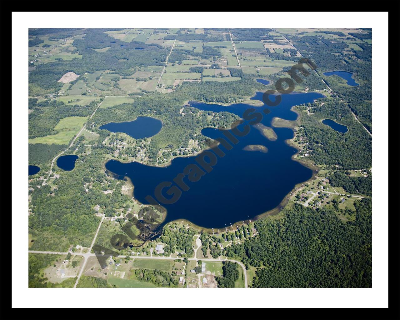 Aerial image of [4837] McLaren Lake in Oceana, MI with Black Metal frame