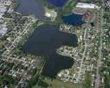 Aerial image of [4925] Rushmore Lake in Ottawa, MI with Canvas Wrap frame