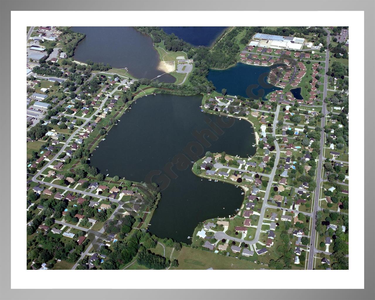 Aerial image of [4925] Rushmore Lake in Ottawa, MI with Silver Metal frame